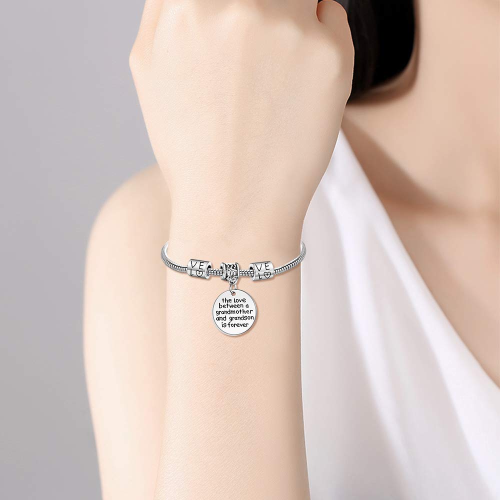 YEEQIN Grandmother Gift Bracelet From Grandson Grandmother Bracelet Grandma Gift Christmas Grandmother and Grandson Love Forever