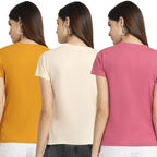 Preneum Womens Cotton Regular Fit Latest Graphic Stylish Printed Short Sleeves Casual T-Shirt || Latest Trendy & Style (Pack 3)