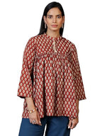 Libas WomenS Cotton Floral A-Line Kurti (29064 Rust