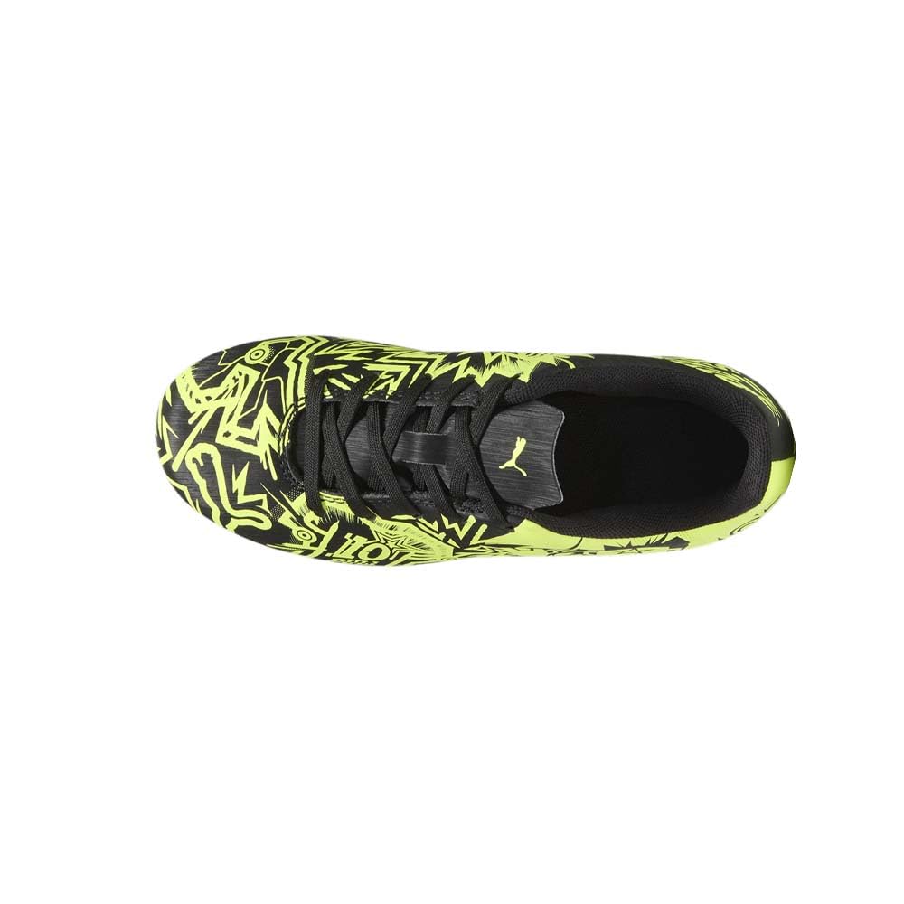 PUMA Tacto Christian Pulisic Firm, Artificial Ground Soccer Cleats Sneaker, Black-Electric Lime, 1.5 US Unisex Big Kid