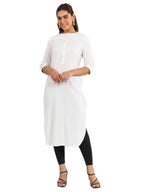Libas WomenS Cotton Blend Solid Straight Kurta (29333O_White