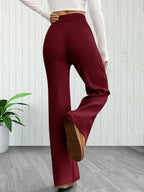 Tee Projekt Regular Fit Trousers for Women| Korean Trousers for Women Maroon-Black