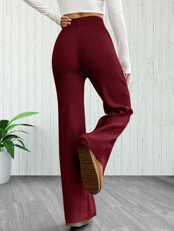 Tee Projekt Regular Fit Trousers for Women| Korean Trousers for Women Maroon-Black