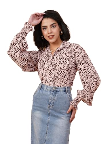 Kotty WomenS Relaxed Fit Printed Spread Collar Casual Shirt