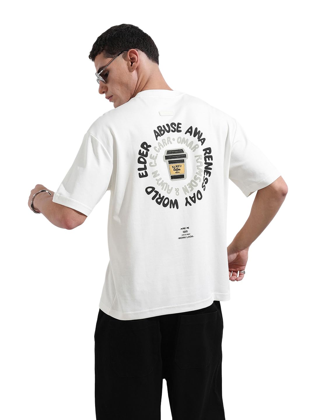 The Indian Garage Co Mens Relaxed Fit Applique Crew Neck Half Sleeves Sweater
