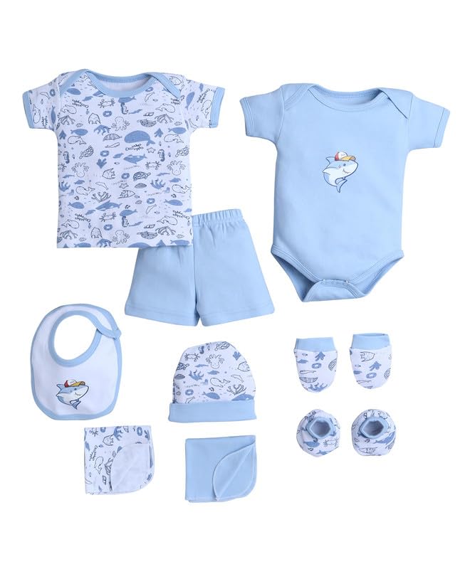 Bumzee Baby Boys Cotton Half Sleeves Gift Set Orange & White - 0-3 Months (Peb10578-Org)