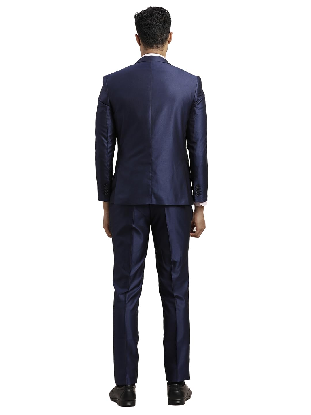 Turtle Men Poly-Viscose Dobby Print Full Sleeve Three Piece Blue Party Suit