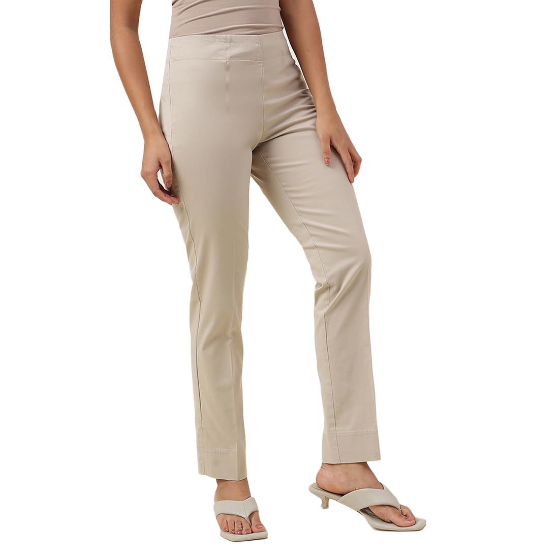 Fabindia WomenS Slim Pants (2112625Beige_Beige