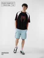 The Souled Store Spider-Man: Peter Parker Men and Boys Short Sleeves Round Neck Black Graphic Printed Cotton Oversized T-Shirts