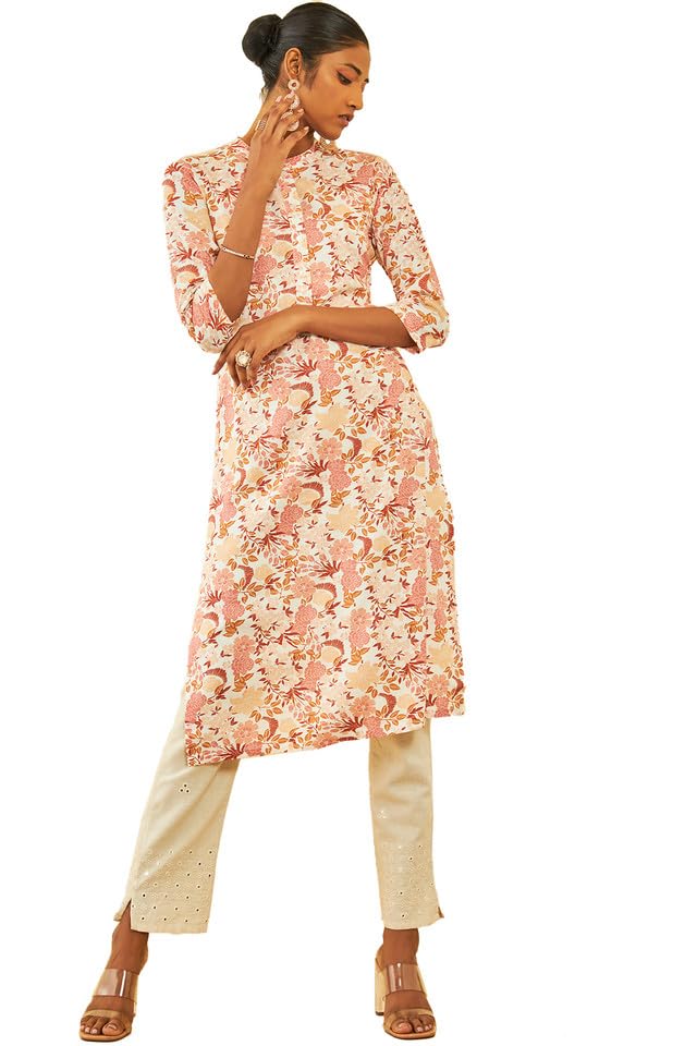 Soch Women Muslin Floral Printed Straight Kurta
