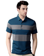 Noble Monk Mens Polo Neck Half Sleeves Color Blocked T-Shirt