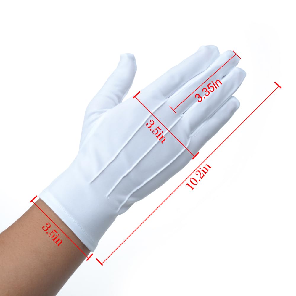 JISEN Men Police Formal Tuxedo Honor Guard Parade White Nylon Cotton Gloves 26cm