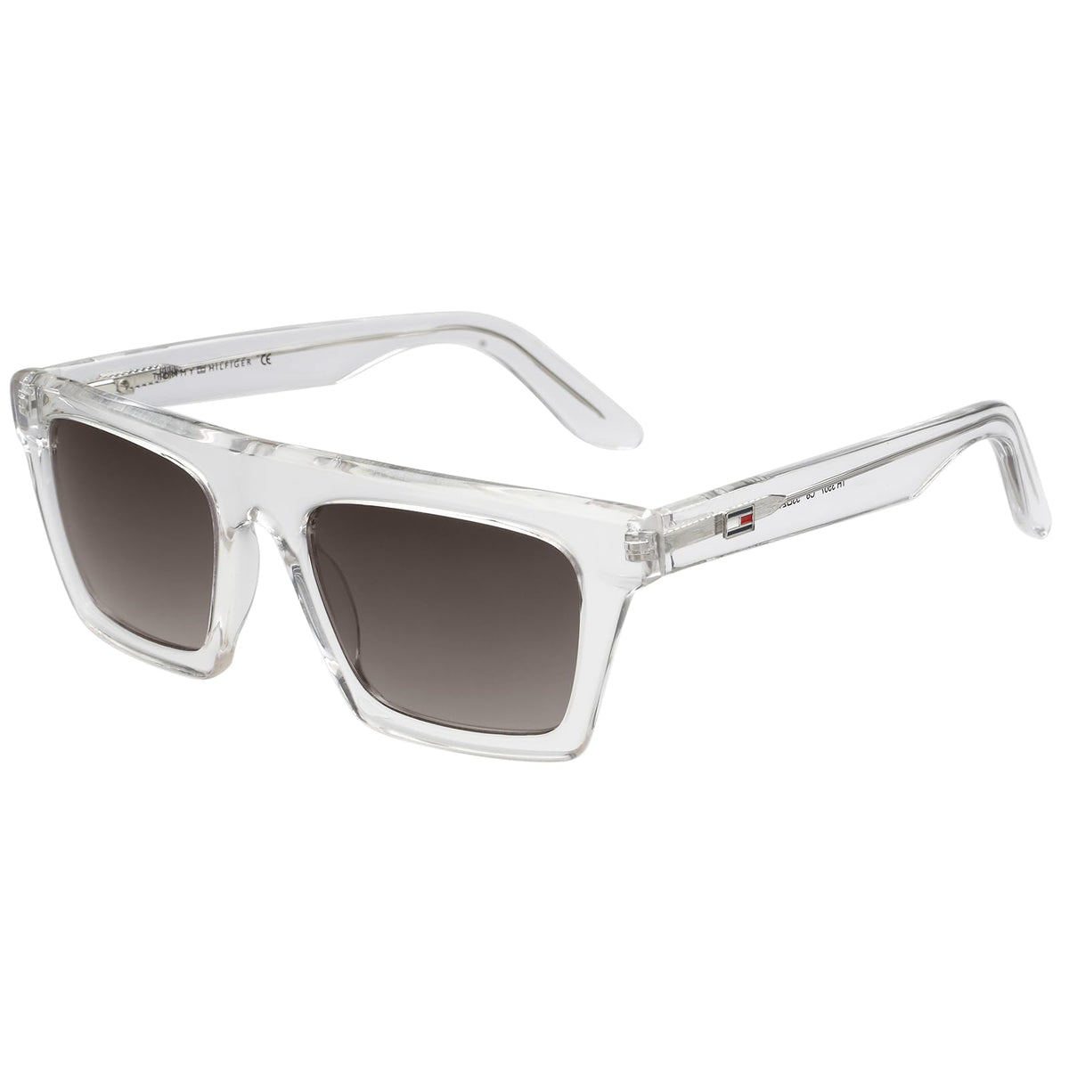 Tommy Hilfiger|Transparent Full Frame Square Sunglasses|100% Uv Protected (Uv 400) Grey Gradient Faded Lens|MenS|Medium|Th3507  53