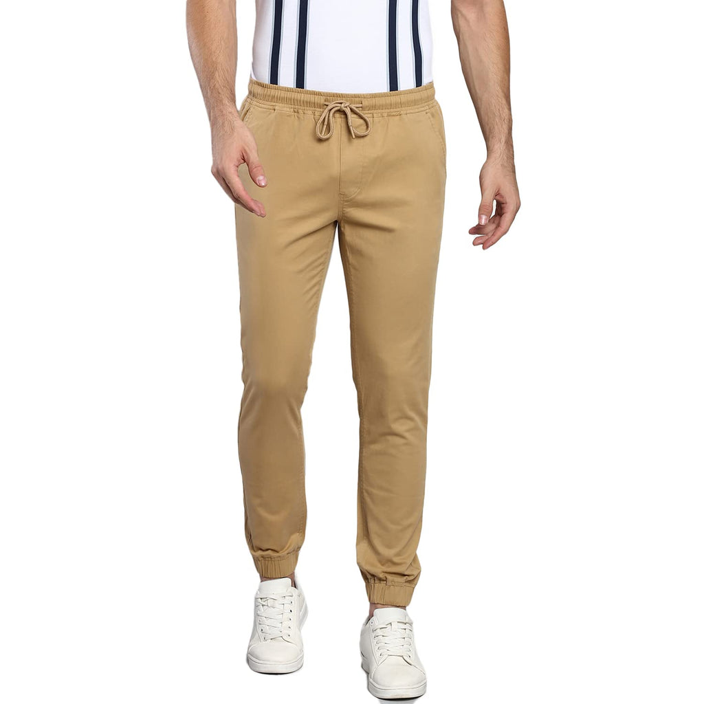 Dennis Lingo Solid Cotton Mens Casual Drawstring Joggers, Straight Fit, Mid Rise, Stretchable Ankle Length Athletic Track Pants