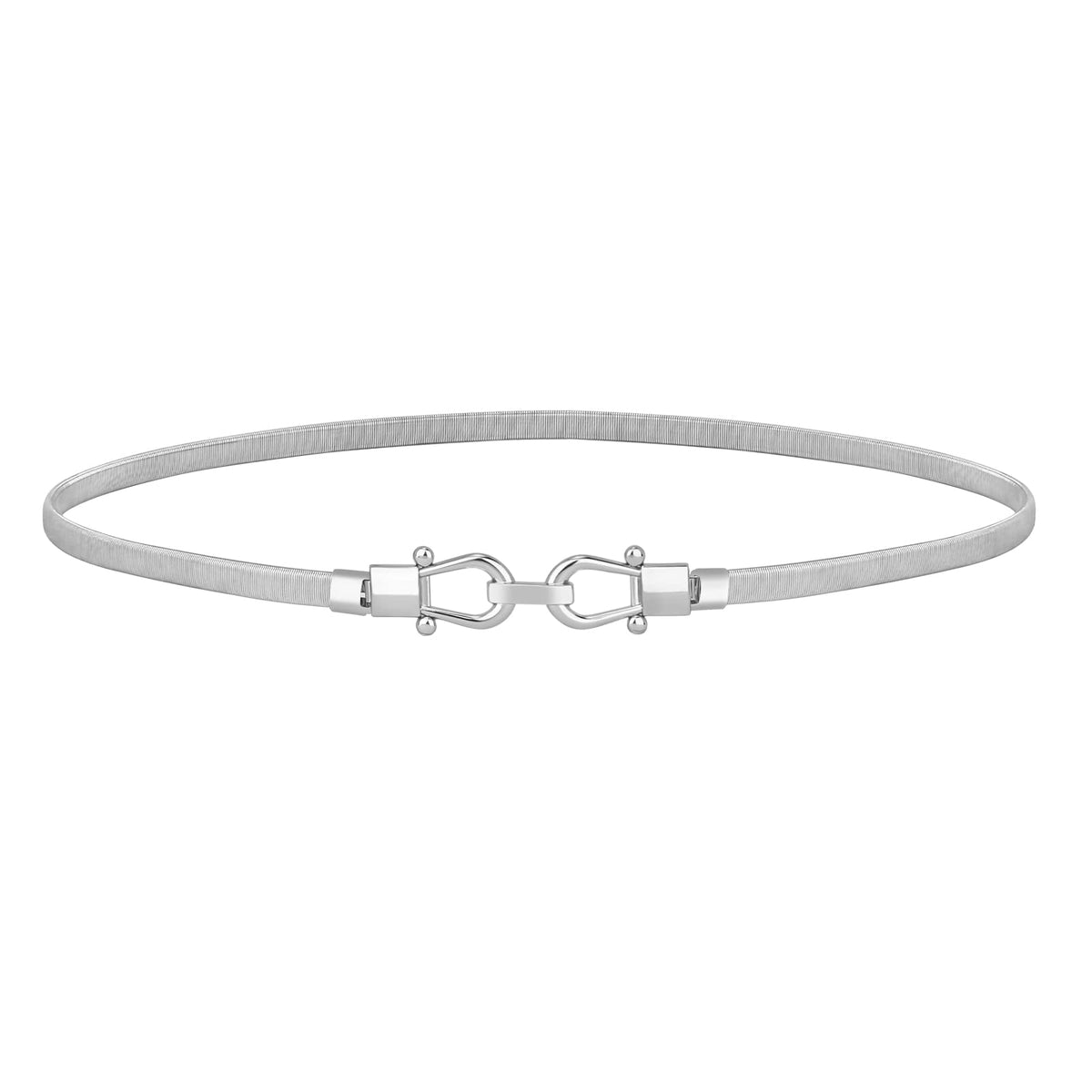 Jasgood Skinny Metal Waist Belt For Dress Fashion Waistband Elastic Metal Chain Belt, BSilver, Fit Waist Size 2832 28-32