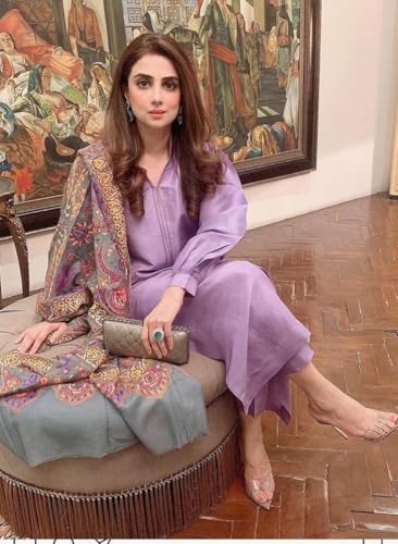GoSriKi Womens Rayon Viscose Solid Straight Pakistani Kurta with Pant & Dupatta