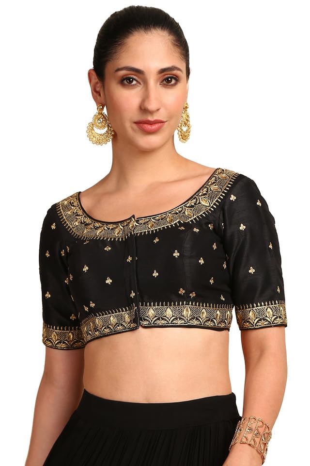 Soch Women Zari Embroidered Silk Blend Padded Blouse with Work