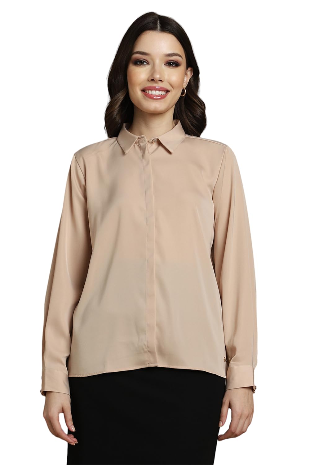 Allen Solly Women Regular Fit Solid Formal Full Sleeve T-Shirt