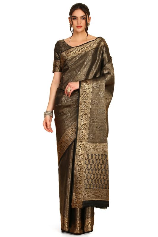 Soch Women Ethnic Motifs Woven Design Zari Silk Blend Saree