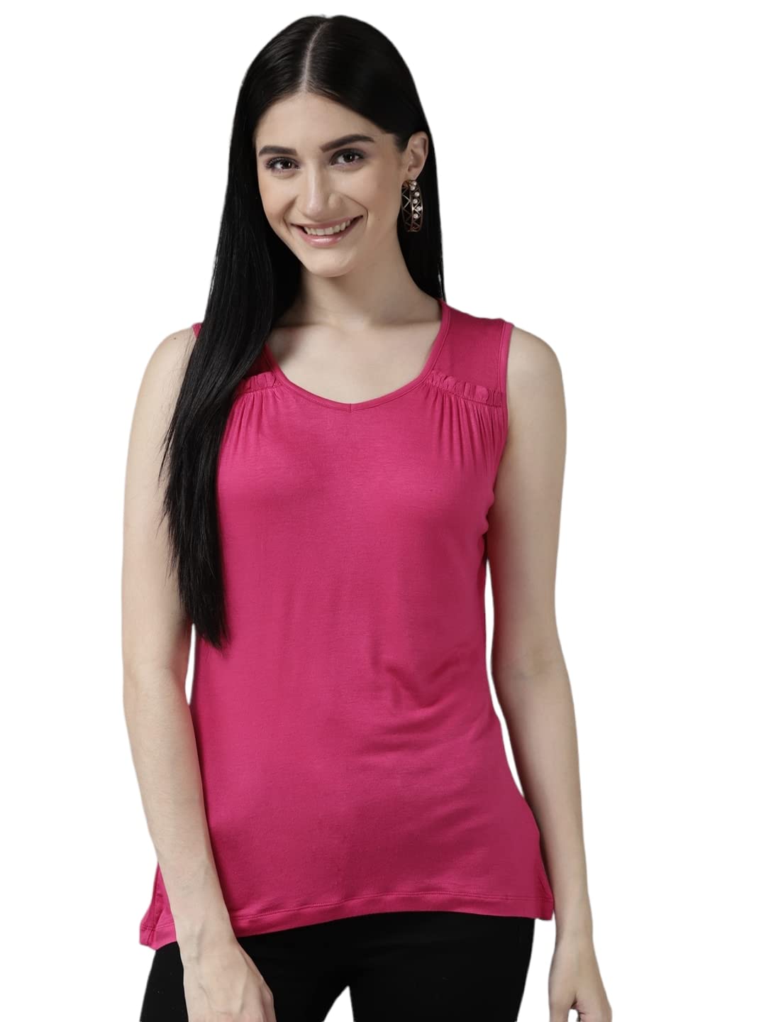 Aarika Womens Rani Color Cotton Blend Casual Wear Top (JLY_TP_W_M_12260_Rani_M)