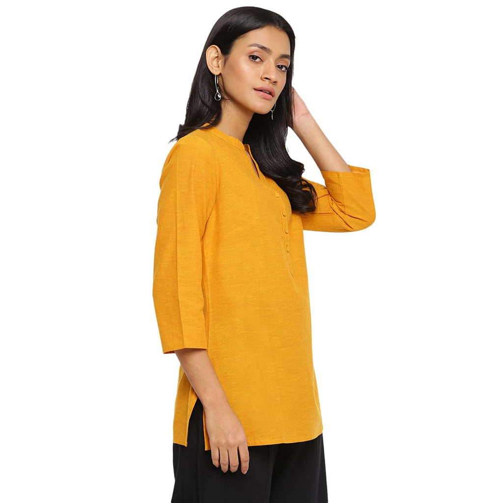 Fabindia Women'S Cotton Slim Kurta (20036217_Mustard