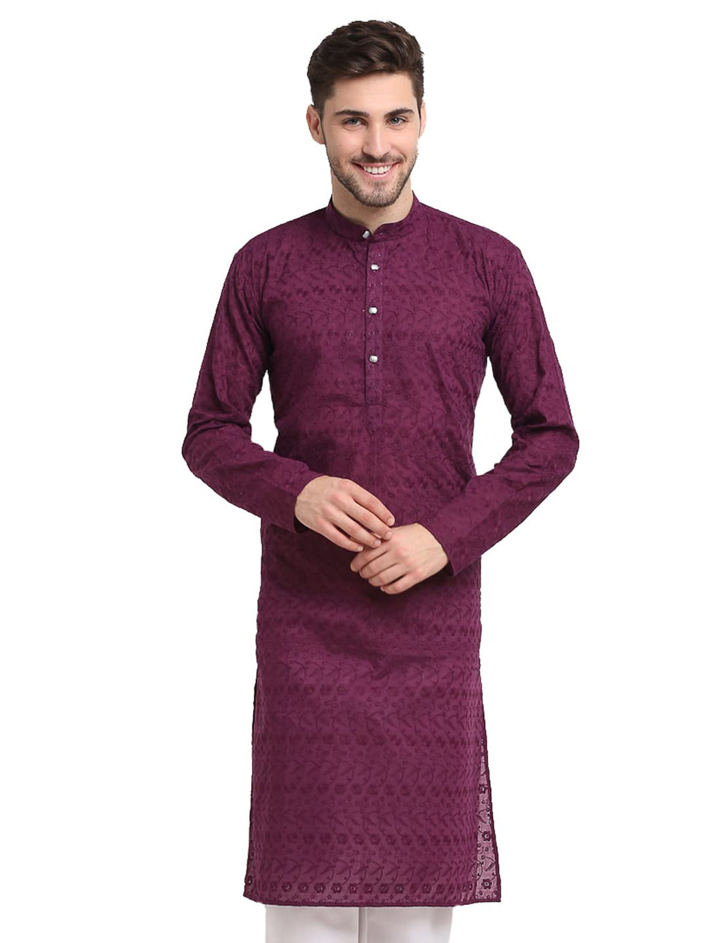 Jompers Mens Ethnic Embroidered Pure Cotton Kurta
