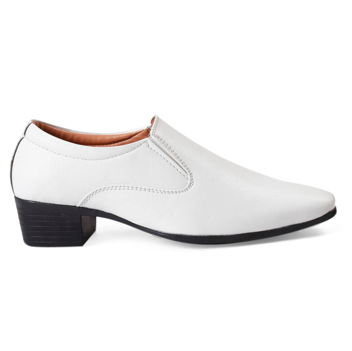 YUVRATO BAXI Mens 2 Inch Heel Height Increasing White Formal Slipon Moccasin Shoe6 UK 6