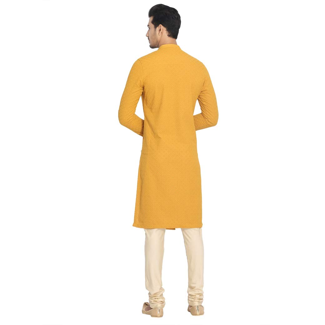 Manyavar Traditional SelfDesign SideOpening Kurta and Churidar Set for Men