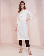 Fabindia WomenS Cotton Solid Regular Kurta (1037292White_White