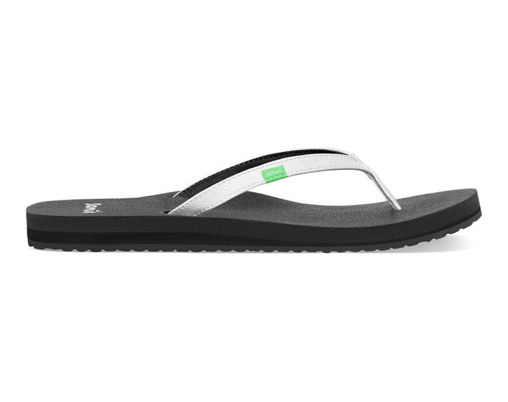 Sanuk Women's Yoga Joy Core | Flip Flops for Women | Yoga Sandals For Women | Memory Foam Footbed | Thin Strap, White, 7