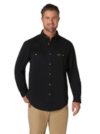Wrangler Riggs Workwear Men's Logger Twill Long Sleeve Workshirt, Black, Medium