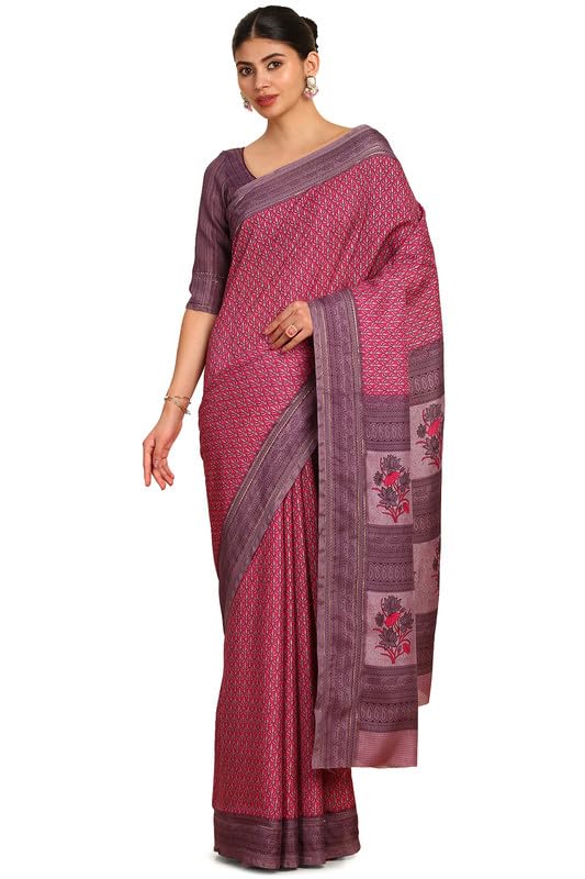 Soch Women Botanical Printed Art Silk Saree