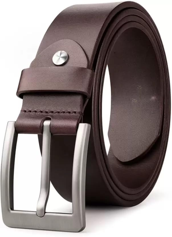 Sunshopping MenS Formal Genuine Leather Adjustable Pin Buckle Belt (Leath5) (38, Brown) 38