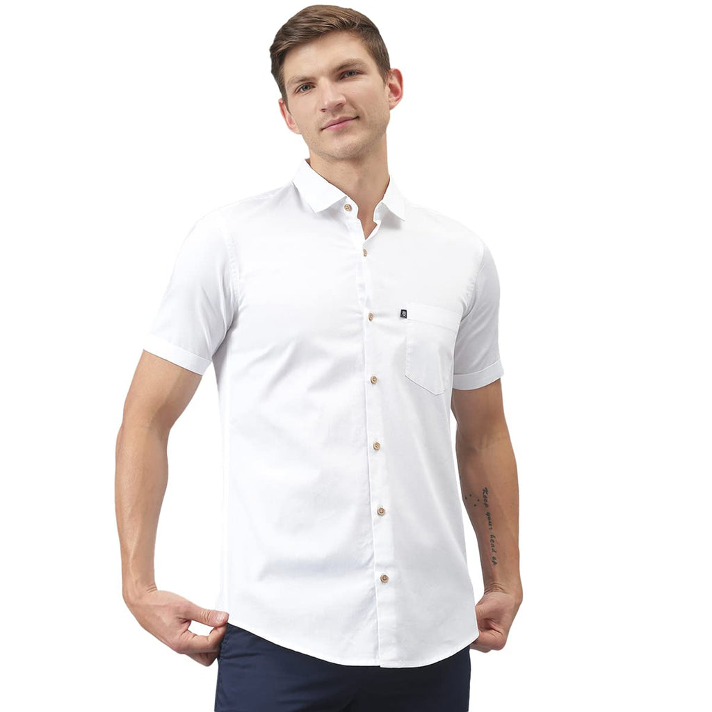 Thomas Scott | Mens | Solid Color | Regular Fit | 100% Cotton | Short Sleeve | Spread Collar | Shirts for Men (Available in Plu