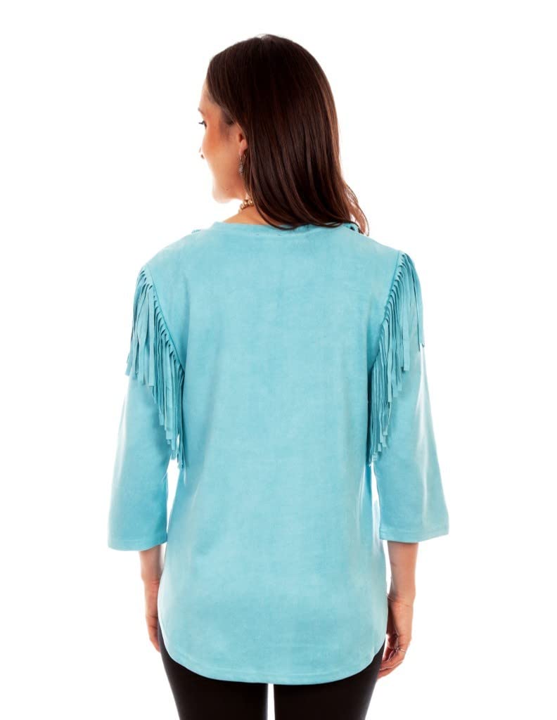 ULTRA SUEDE FRINGE PULL OVER TOP