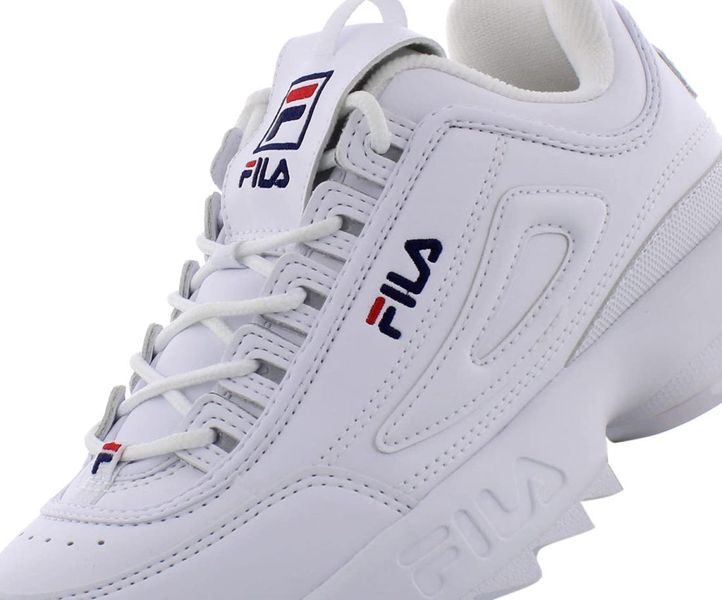 Fila Boy's Disruptor II Sneaker (7 M US, White/navy/Red)
