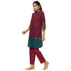 Fabindia Cotton Nagari Striped Tunic (Maroon-10697393)