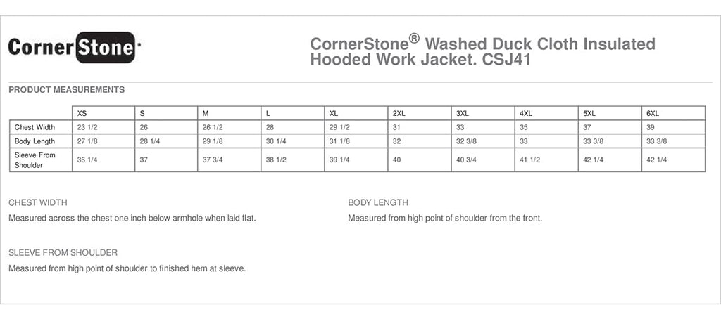 CornerStone Washed Duck Cloth Insulated Hooded Work Jacket XL Black