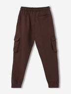The Souled Store Solids: Choco Brown Boys Drawstringed Cotton Cargo Joggers