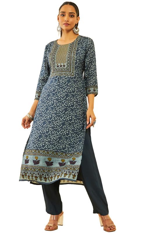 Soch Women Muslin Floral Printed Embroidered Kurta Set with Beads