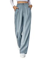 Kotty WomenS Cotton Blend Straight Fit Cross Pocket Solid Trousers Sky Blue