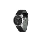 HUGO #First Men's Quartz Stainless Steel and Leather Strap Casual Watch, Color: Black (Model: 1530188)