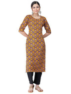 Pinkmint Kurta Set for Women Cotton Printed Straight Kurta with Pant (Pack of 1)
