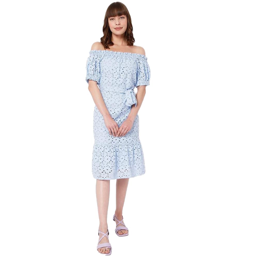 Vero Moda WomenS Cotton Sheath Knee-Length Casual Dress (10273774_Blue_Xs)