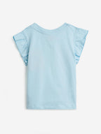 The Souled Store Official Garfield : Chillin Girls Round Neck Flutter Sleeve Tops Blue