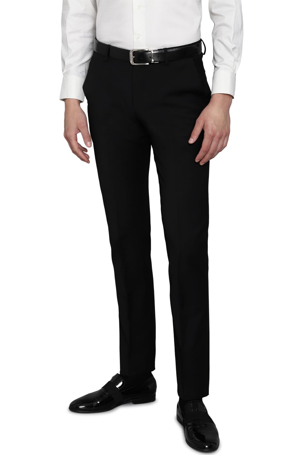 Louis Philippe Permapress Wrinkle Free Black Formal Trousers