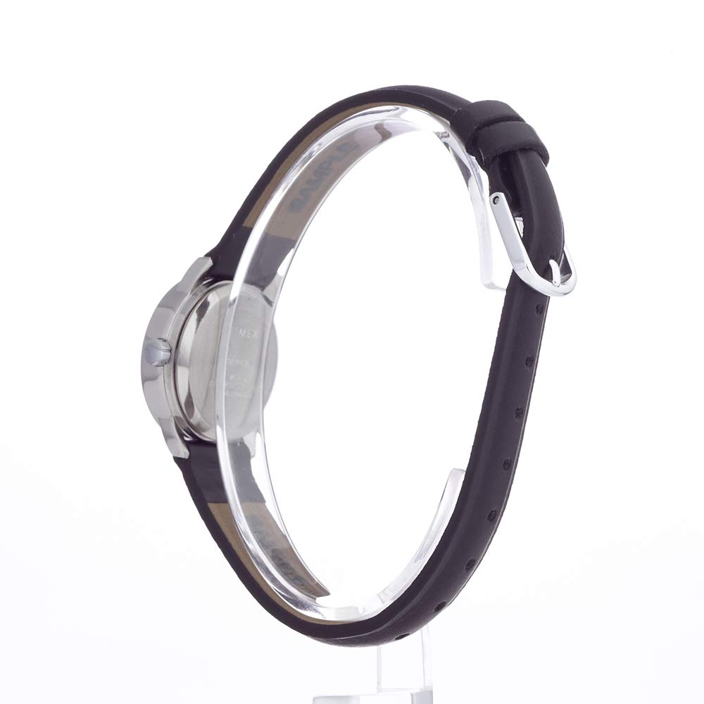 Timex Women's Easy Reader 25mm Watch - Silver-Tone Case Black Dial with Black Leather Strap