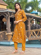 Shienzy Cotton Blend Straight Women'S Kurtas & Kurtis (1604_Kbd-L_Yellow_L)