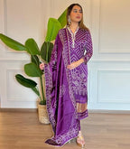 Fashion Basket Wedani Chanderi Kurta Set For Women Purple