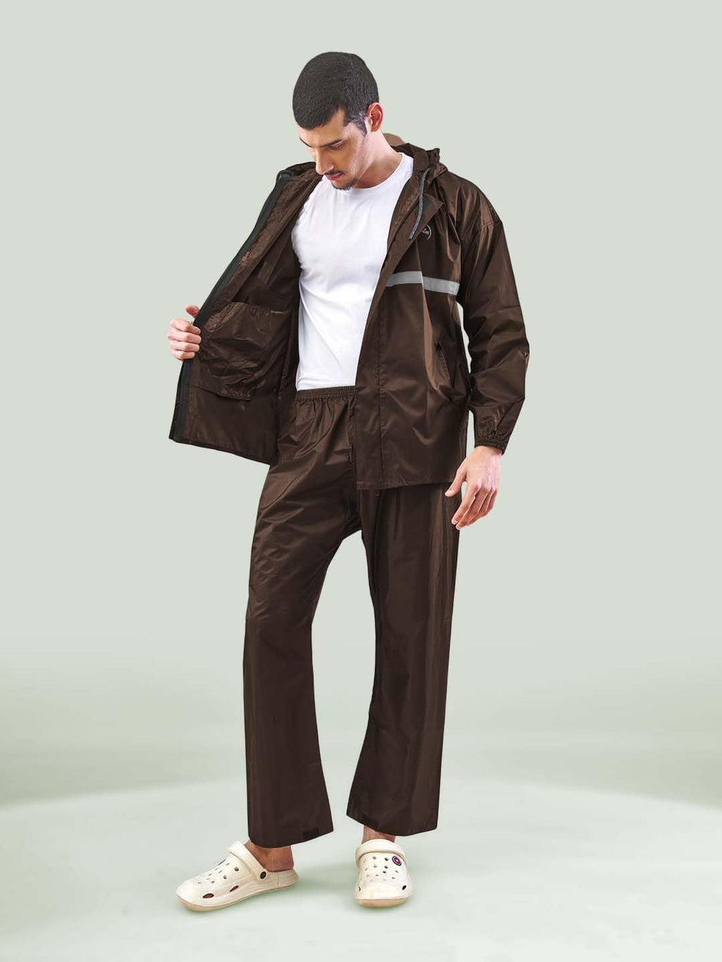 Lux Venus Tapping Rain Coat For Men Coffee
